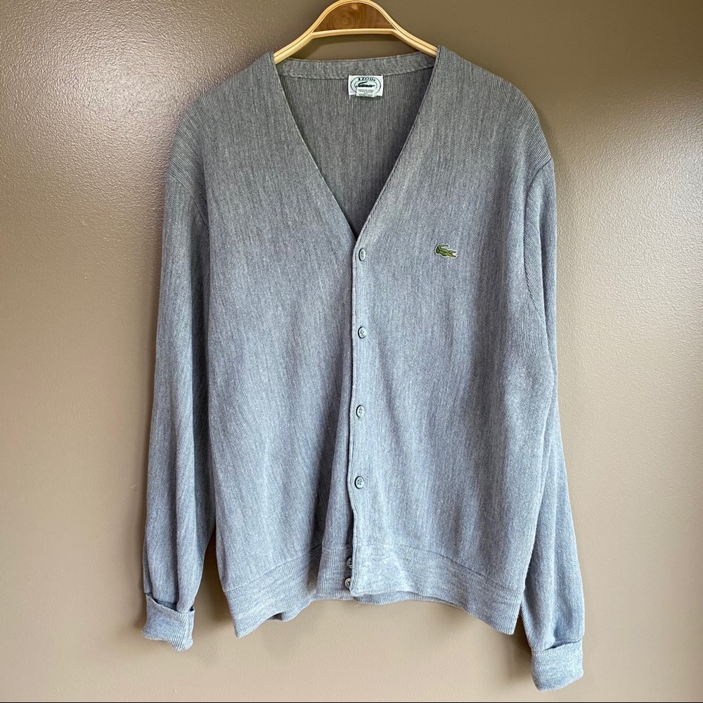 Lacoste USA gray vintage cardigan sweater